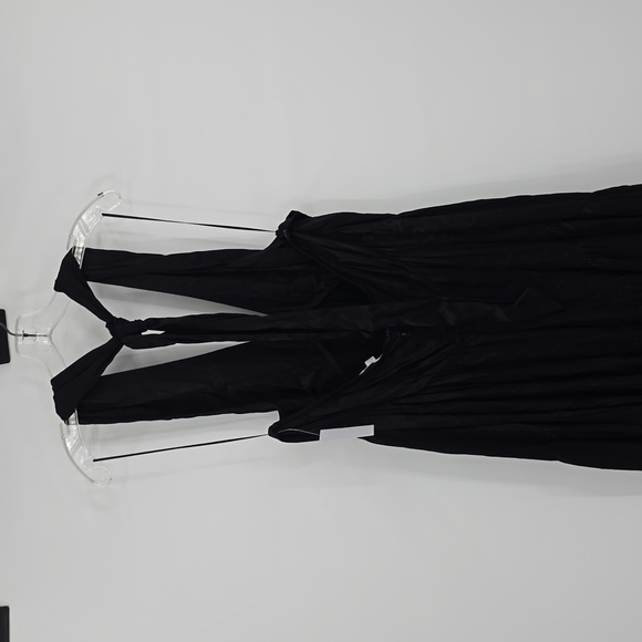 Nordstrom Halter Black Tiered Silky Maxi Dress Women's Size XL - Picture 5 of 8